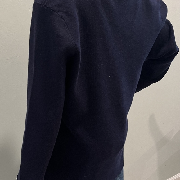 Golbary Navy & White Wave Open Lattice Sweater Knit Tunic Top  Size L  N… - Picture 10 of 13